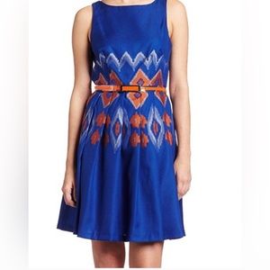 Eva Franco Blue Geometric Print Dress Size 2